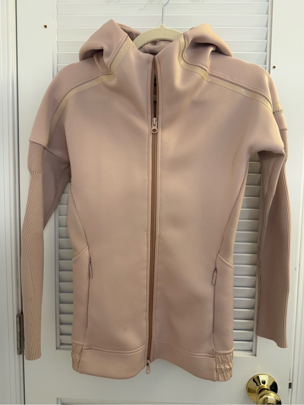 Stella McCartney for Adidas Women’s Hooded Zip-Front Jacket in Blush Pink